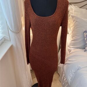 Say What? Rich Rust  Long Sleeve Sweater Dress